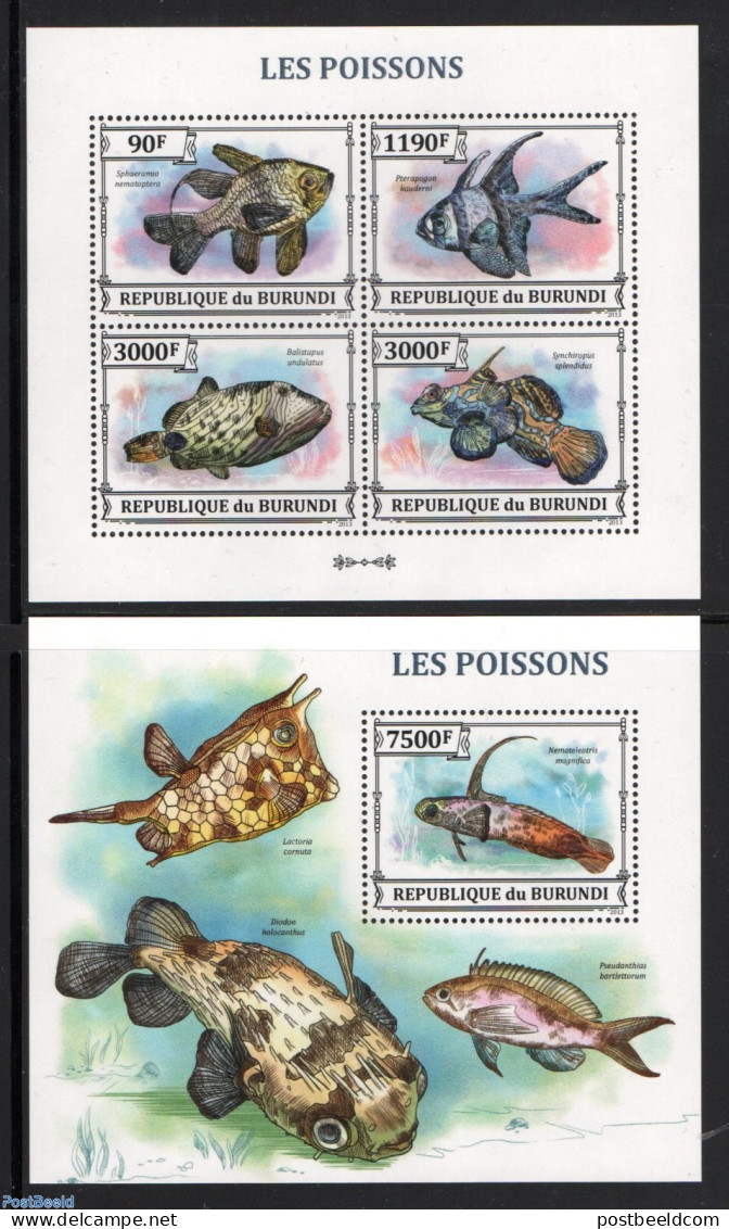 Burundi 2013 Fish 2 S/s, Mint NH, Nature - Fish - Poissons