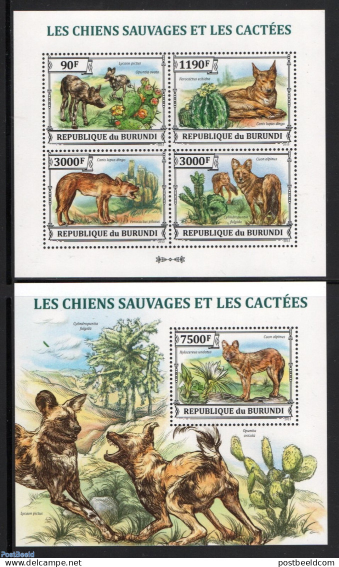 Burundi 2013 Dogs And Cacti 2 S/s, Mint NH, Nature - Cacti - Dogs - Sukkulenten