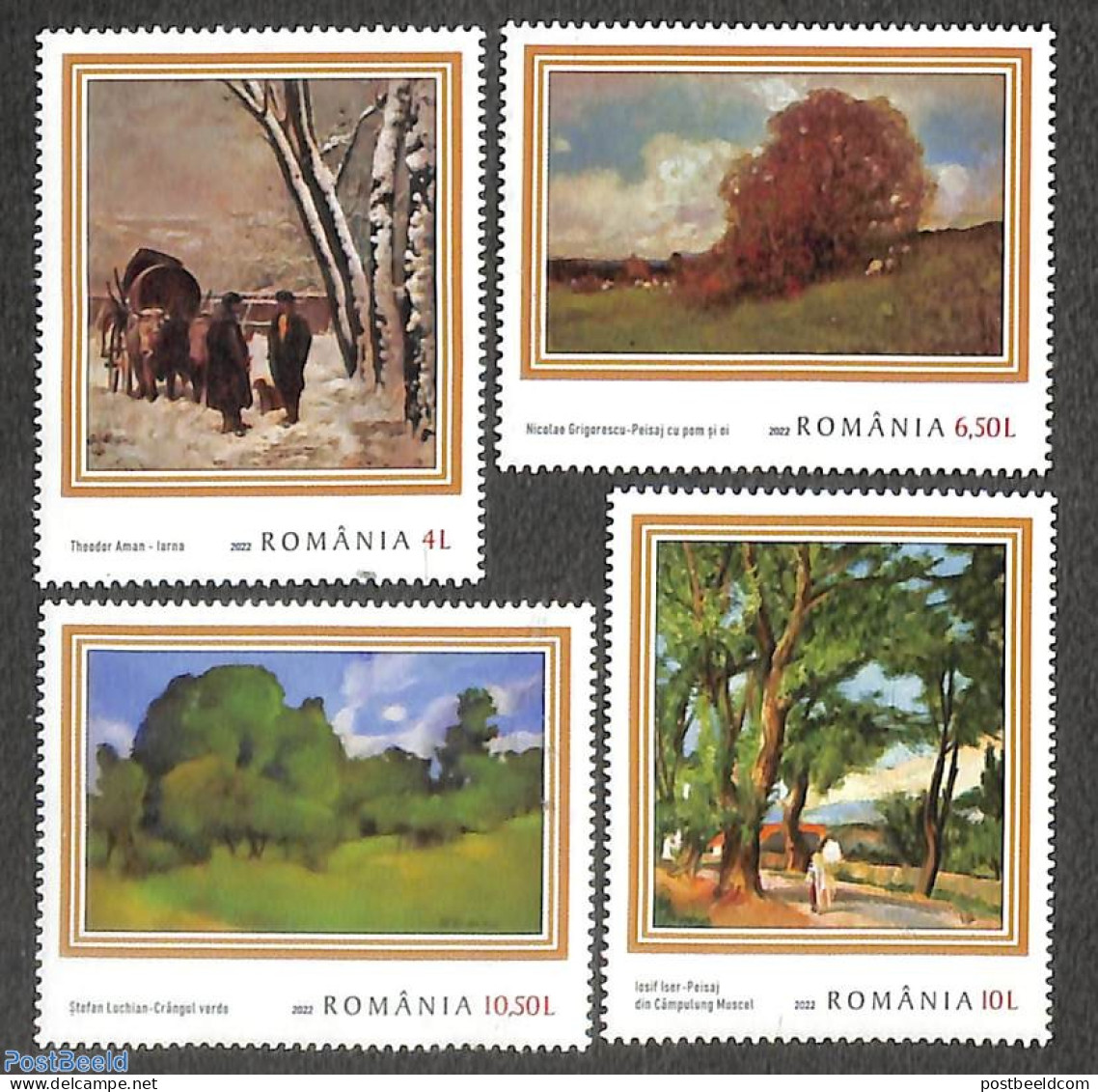 Romania 2022 Seasons In Paintings 4v, Mint NH, Nature - Trees & Forests - Art - Paintings - Neufs