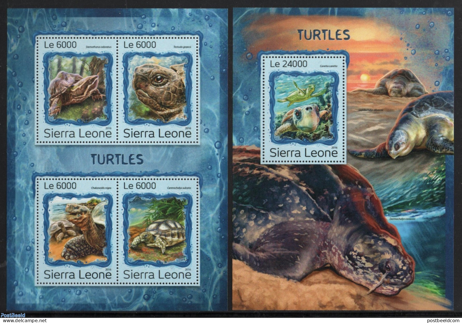 Sierra Leone 2016 Turtles 2 S/s, Mint NH, Nature - Reptiles - Turtles - Autres & Non Classés