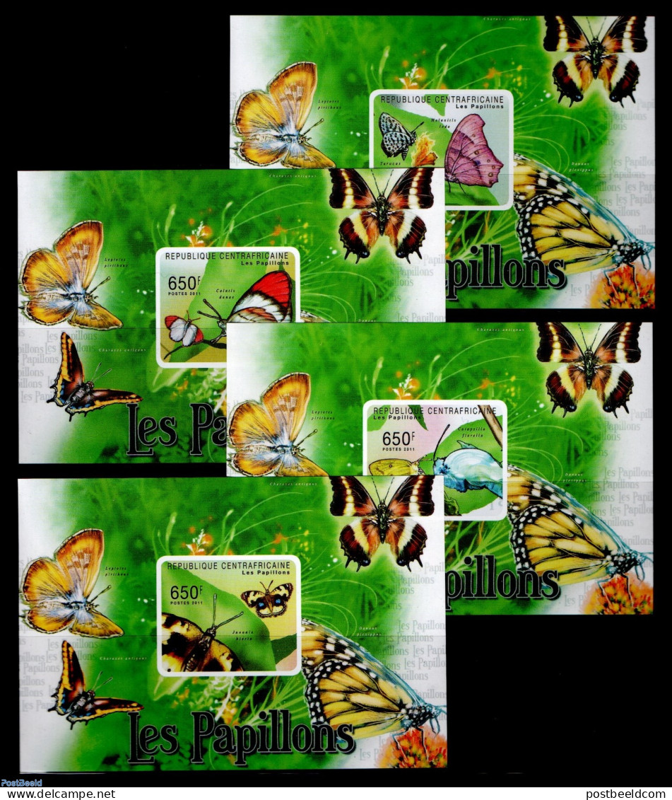 Central Africa 2011 Butterflies 4 S/s, Imperforated, Mint NH, Nature - Butterflies - Zentralafrik. Republik