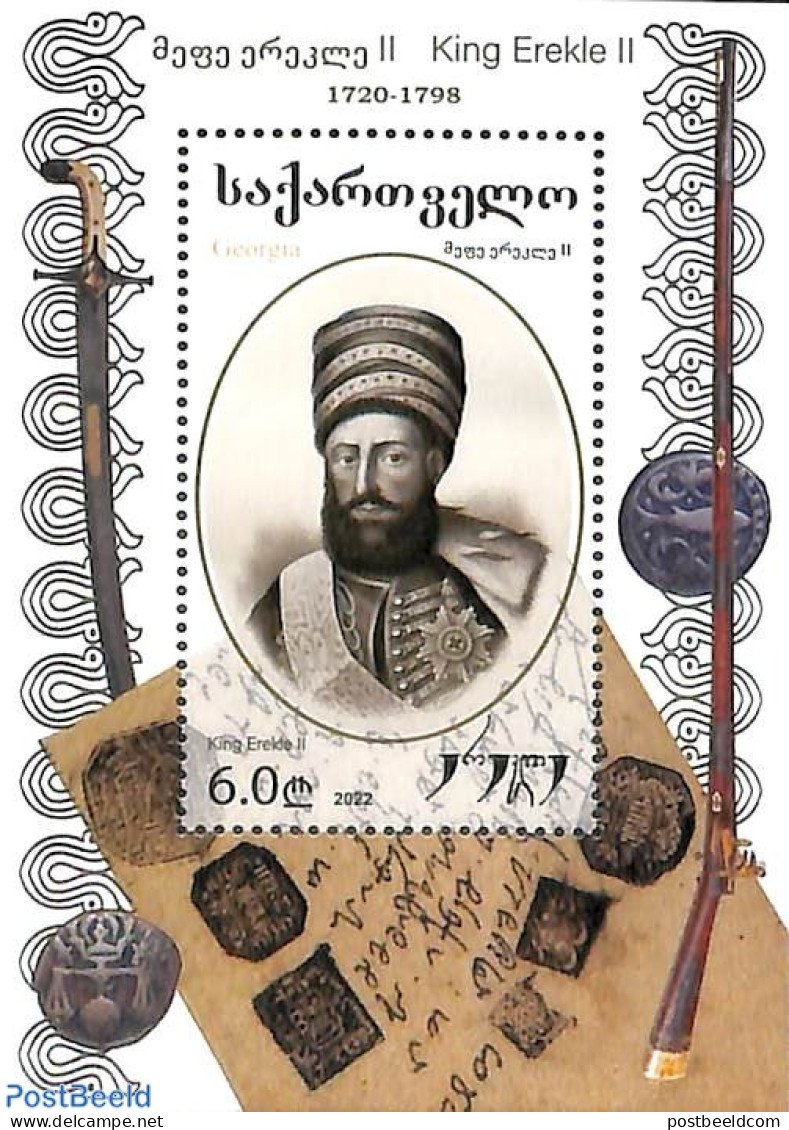 Georgia 2022 King Erekle II S/s, Mint NH, History - Kings & Queens (Royalty) - Königshäuser, Adel