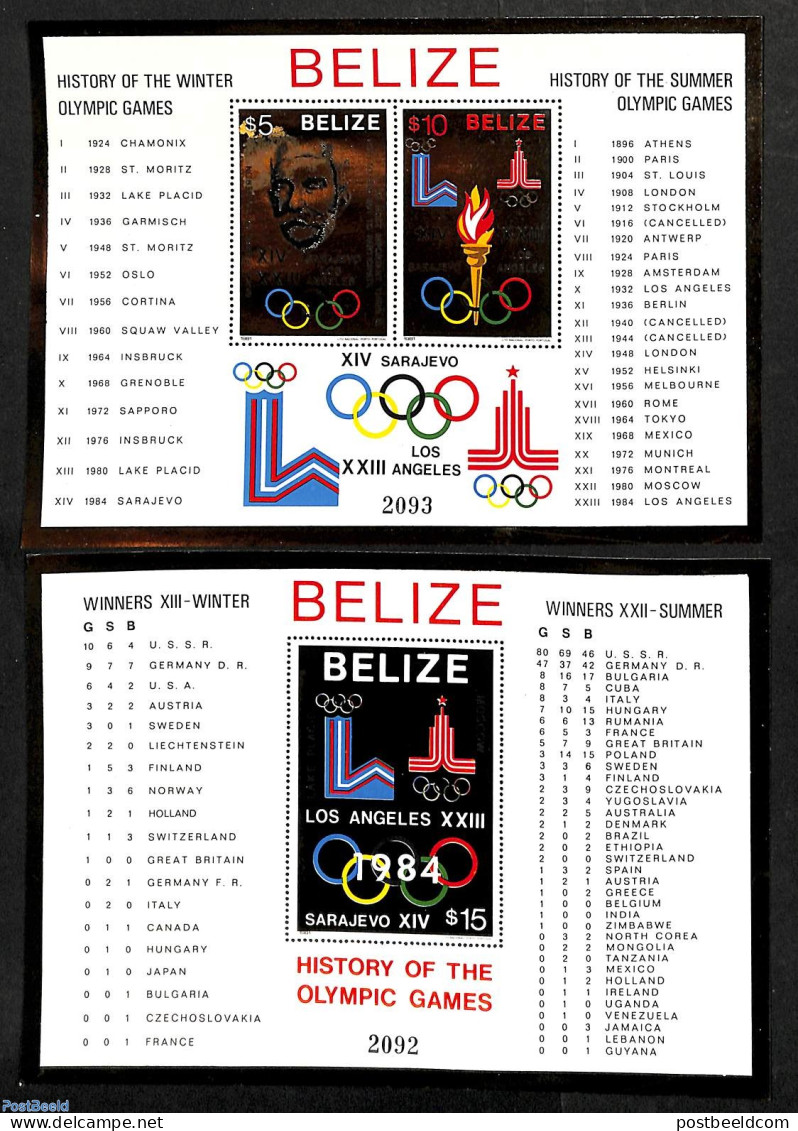 Belize/British Honduras 1981 OLympic Games 2 S/s, Gold, Mint NH, Sport - Olympic Games - Honduras Británica (...-1970)