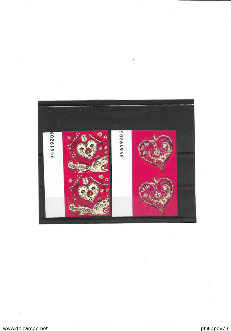 TP Autoadhésif Saint Valentin " De Tout Coeur" Hermès 2013 N° 787-788 X 2 Année 2013 N** Support Blanc - Unused Stamps