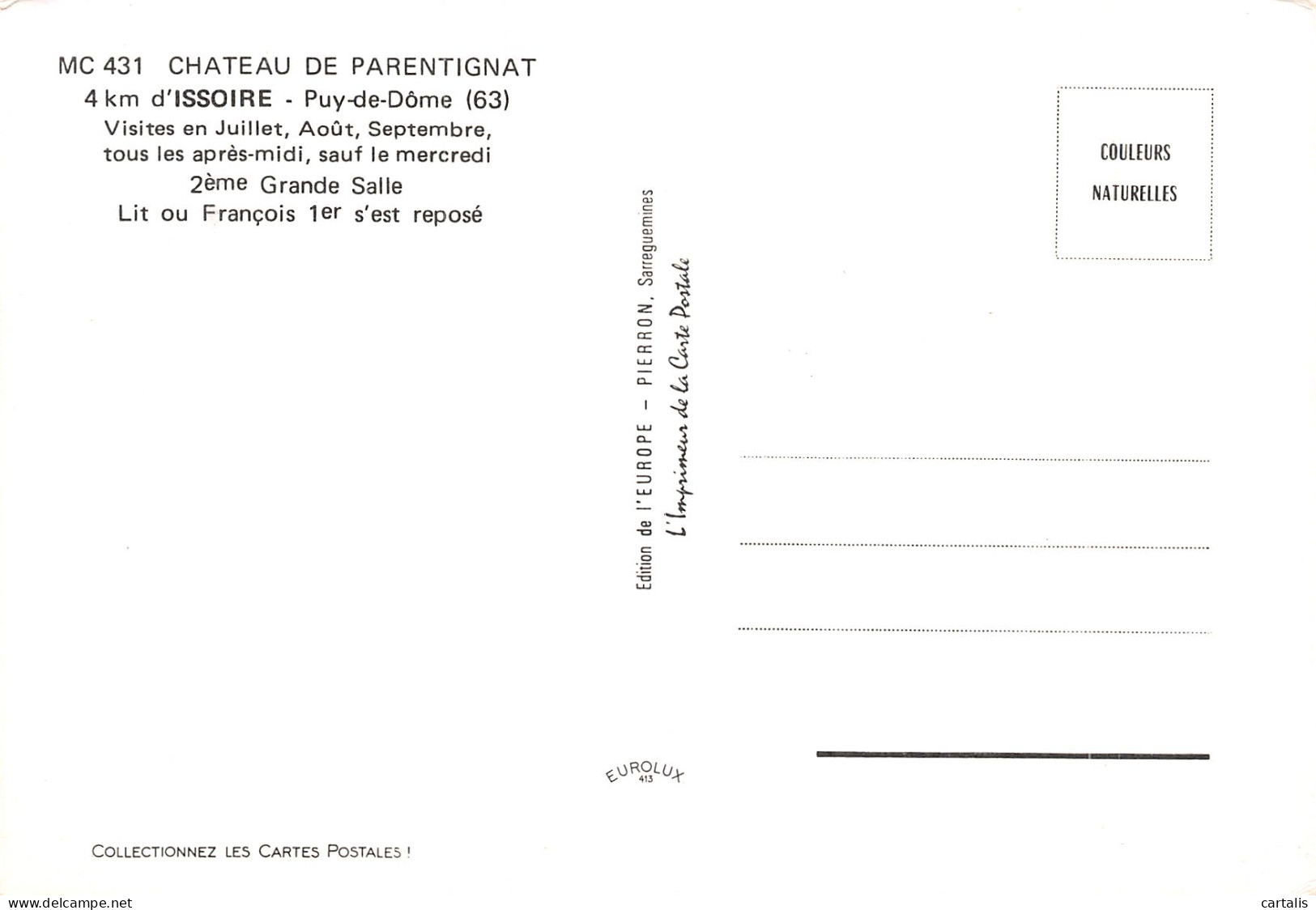 63-ISSOIRE LE CHATEAU DE PARENTIGNAT-N°4181-C/0017 - Issoire
