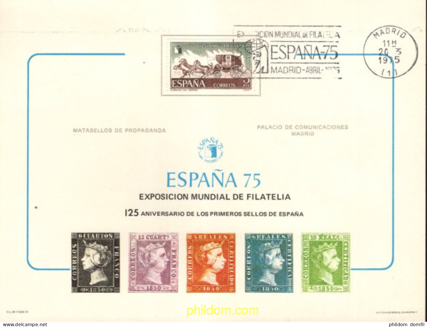 730755 MNH ESPAÑA Hojas Recuerdo 1975 EXPOSICION MUNDIAL DE FILATELIA - Neufs