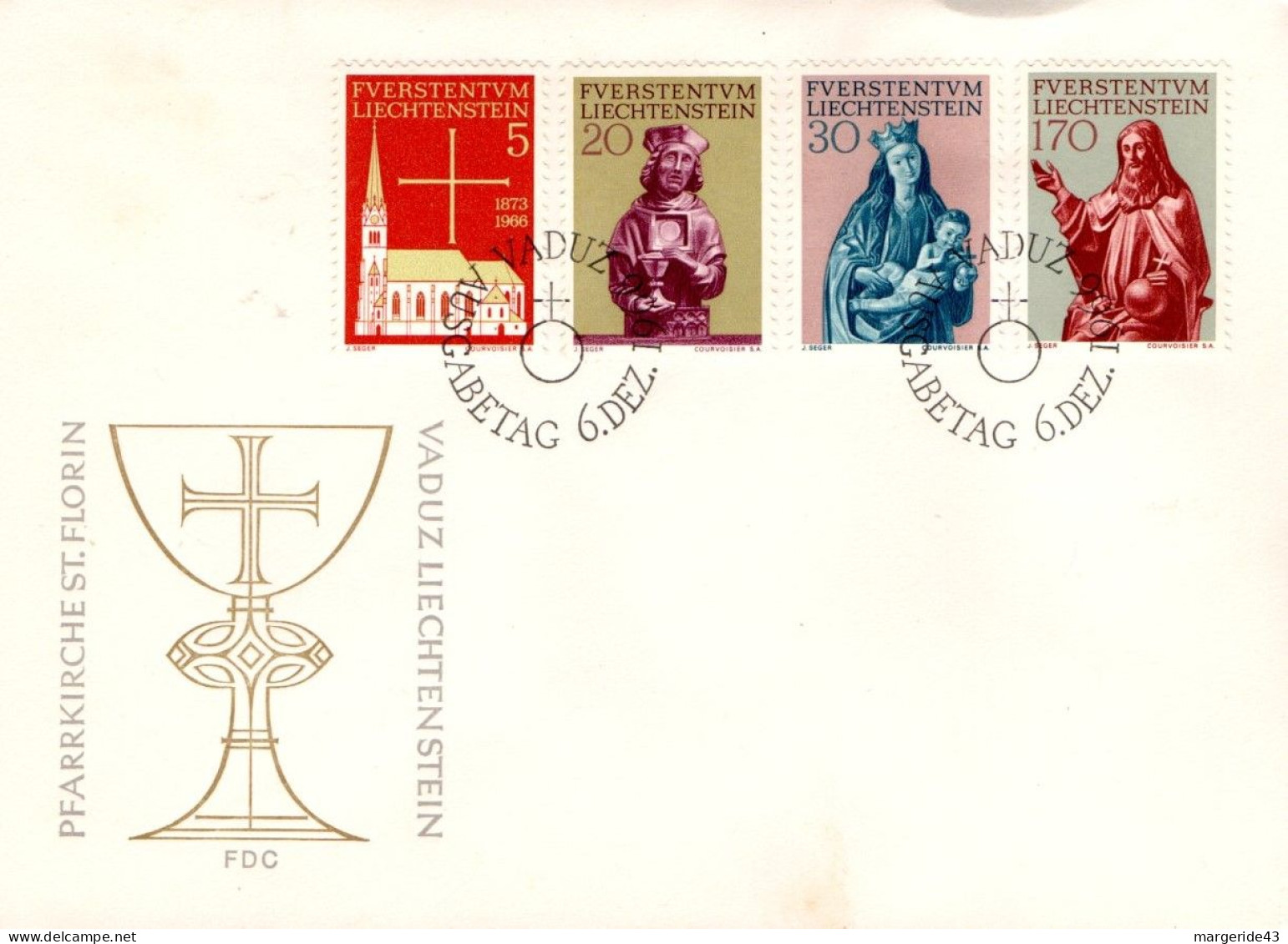 LIECHTENSTEIN FDC 1966 EGLISE SAINT FLORIN - Cristianesimo