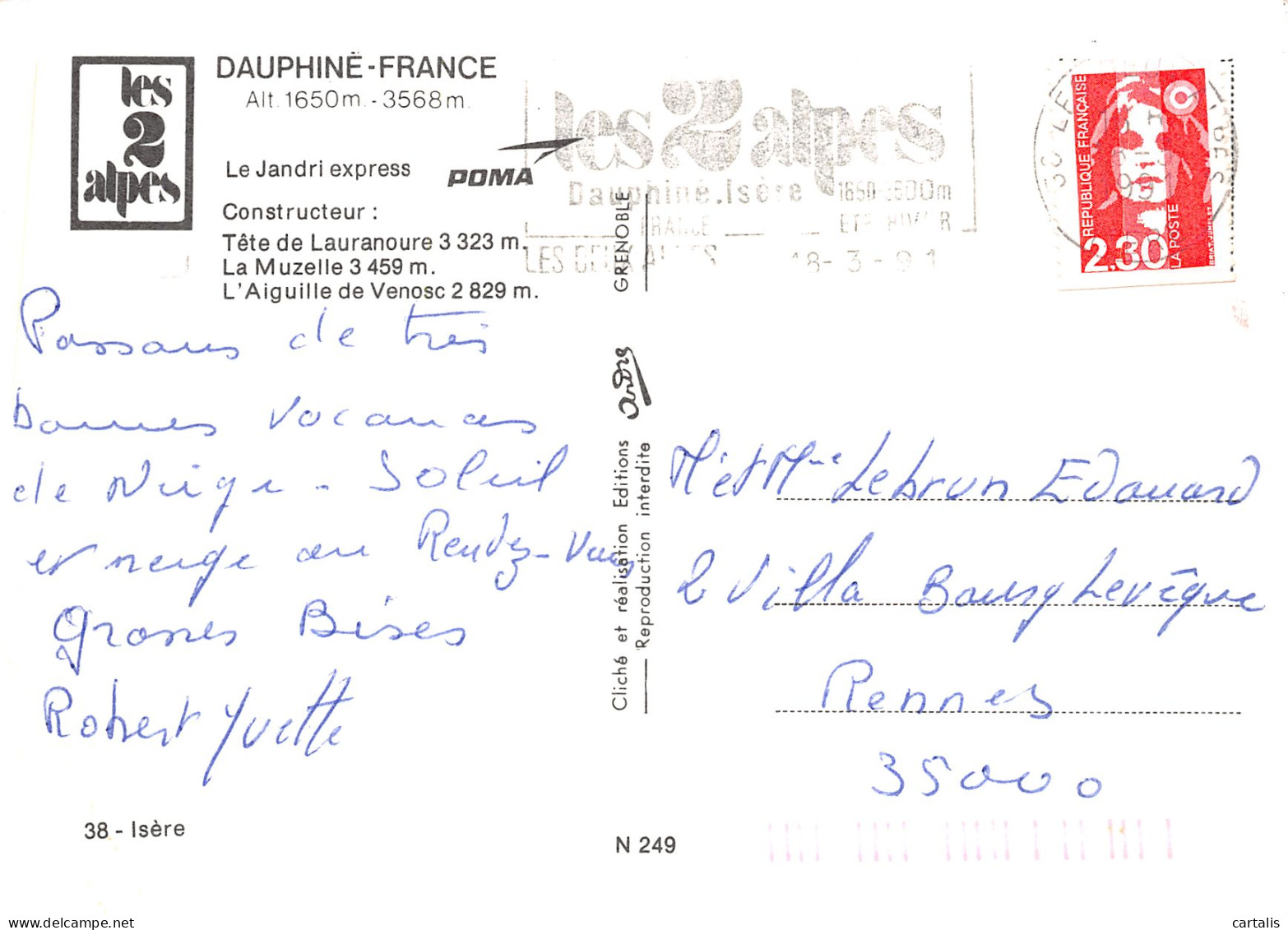 38-LES DEUX ALPES-N°4182-B/0283 - Other & Unclassified