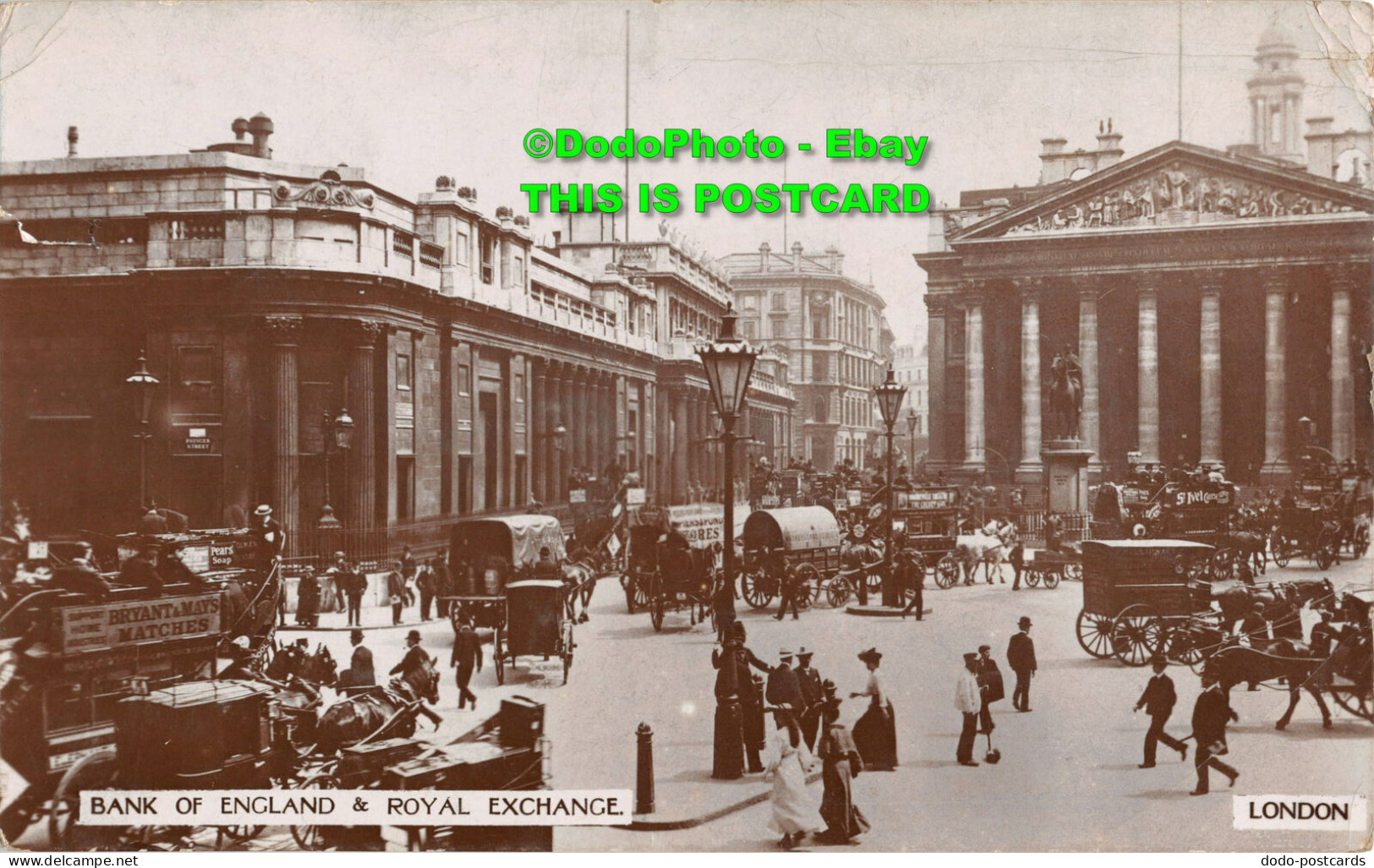 R354890 Bank Of England And Royal Exchange. London. Post Card. 1908 - Otros & Sin Clasificación