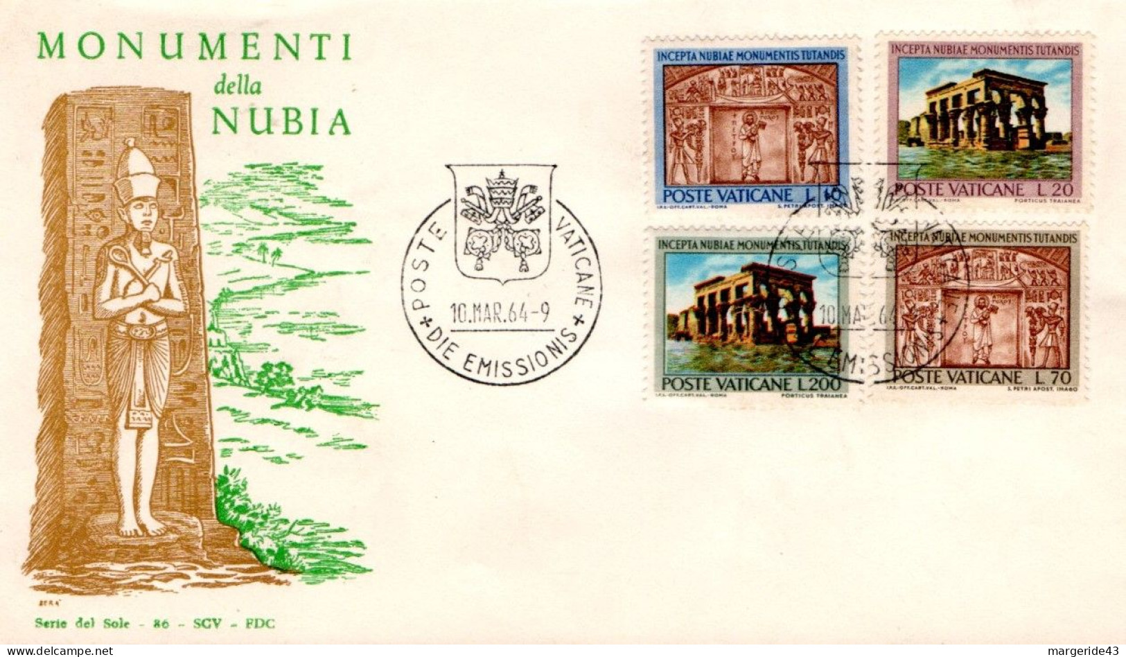 VATICAN FDC 1964 MONUMENTS DE NUBIE - Archäologie