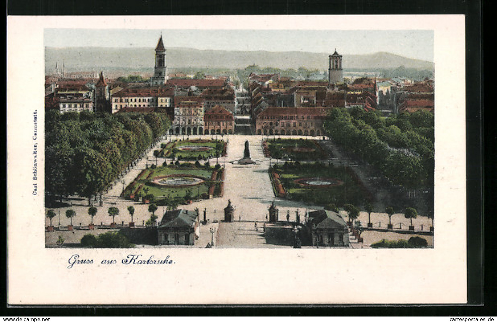 AK Karlsruhe, Blick über Den Schlosspark Auf Die Stadt  - Karlsruhe