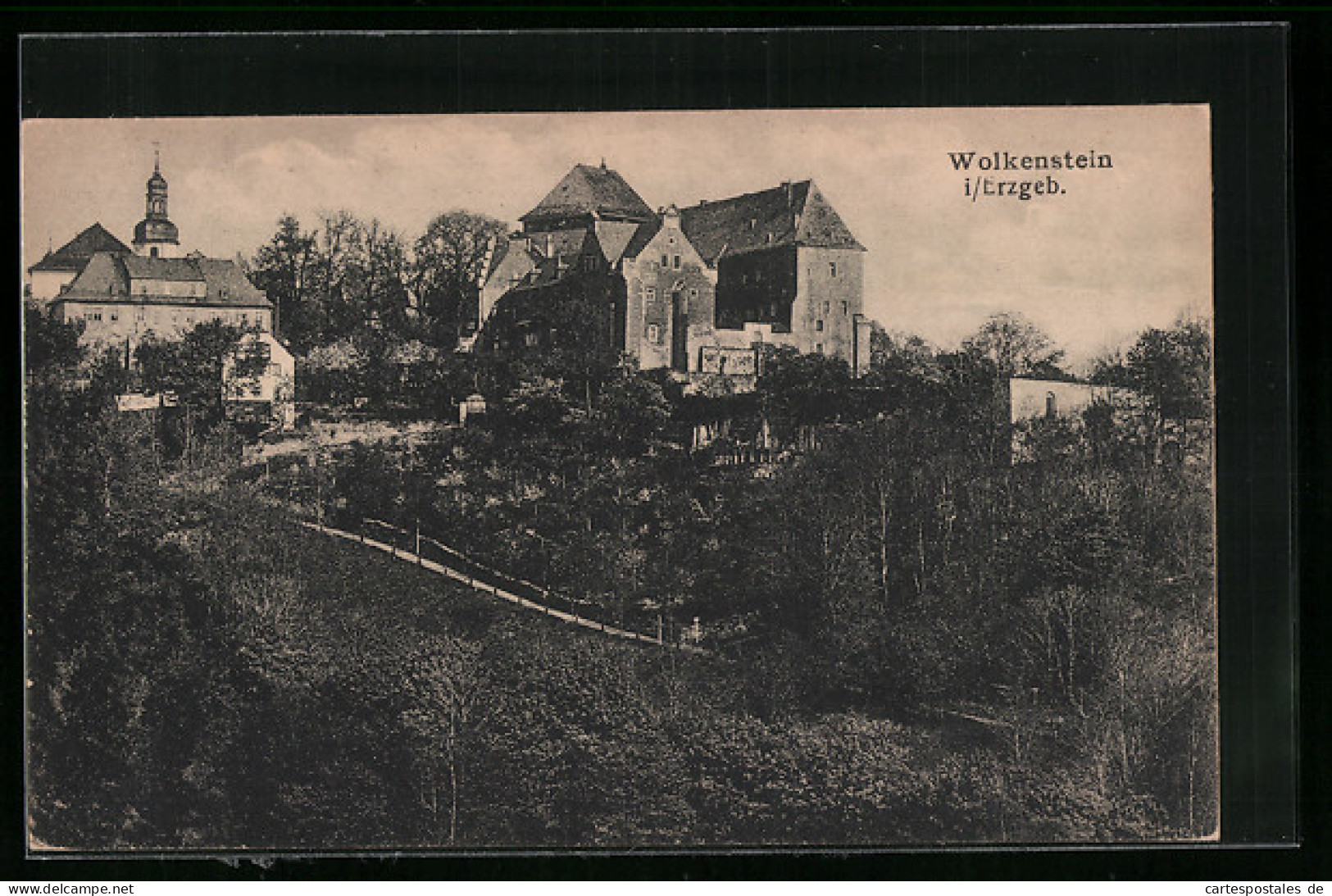 AK Wolkenstein I. Erzgeb., Blick Zur Burg Auf Dem Berg  - Wolkenstein
