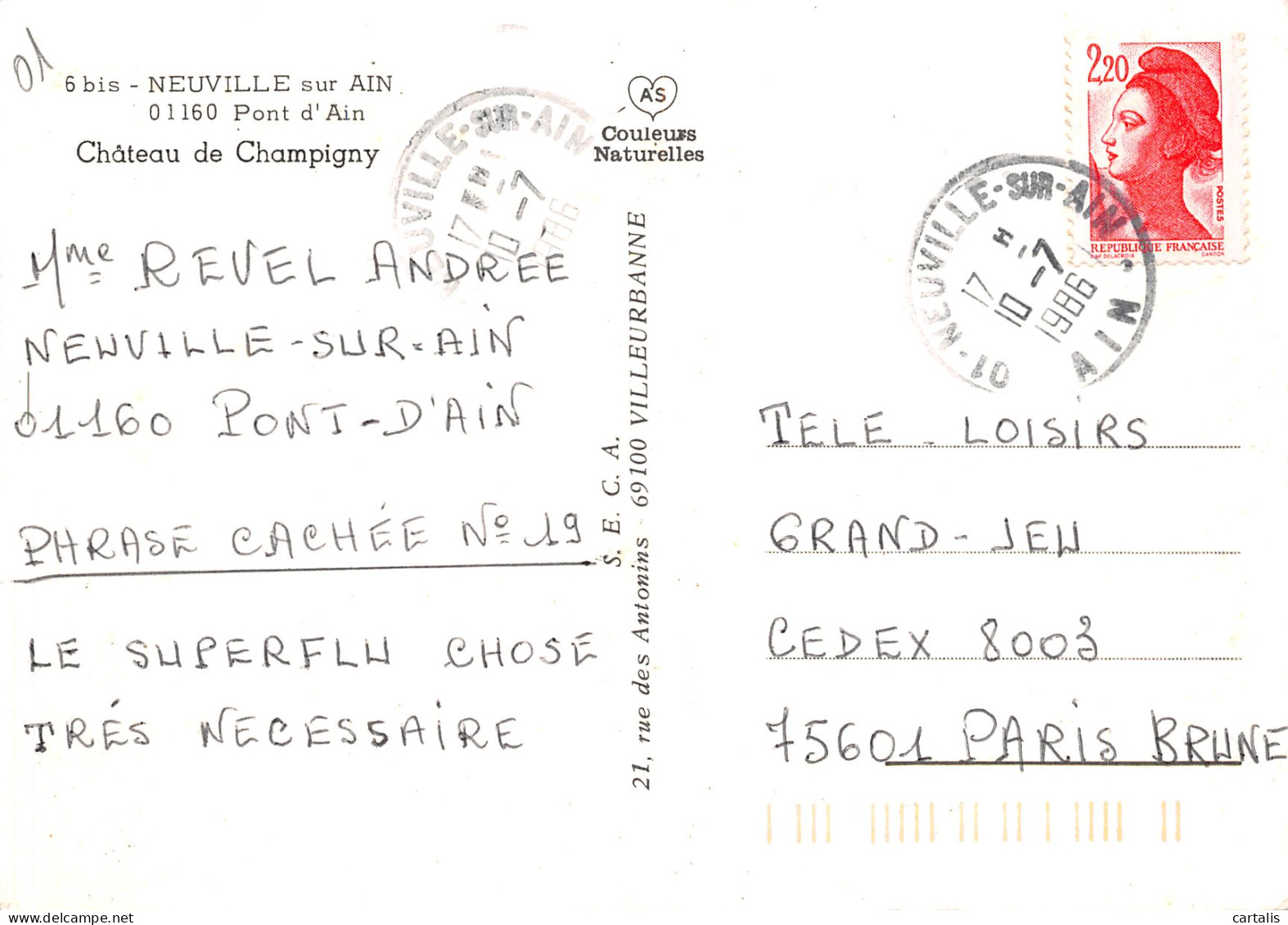 01-PONT D AIN LE CHATEAU DE CHAMPIGNY-N°4183-A/0381 - Unclassified