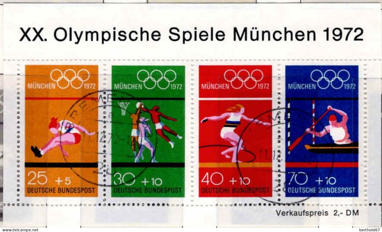 RFA Bloc Obl Yv: 7 Mi:8 20.Olympische Spiele München (Beau Cachet Rond) (Thème) - Summer 1972: Munich