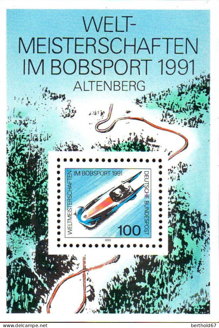 RFA Bloc N** Yv:22 Mi:23 Welt-Meisterschaft Im Bobsport 1991 Altenberg (Thème) - Andere & Zonder Classificatie