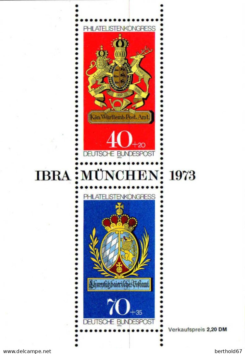 RFA Bloc N** Yv: 8 Mi:9 IBRA München Enseignes De Poste (Thème) - Philatelic Exhibitions