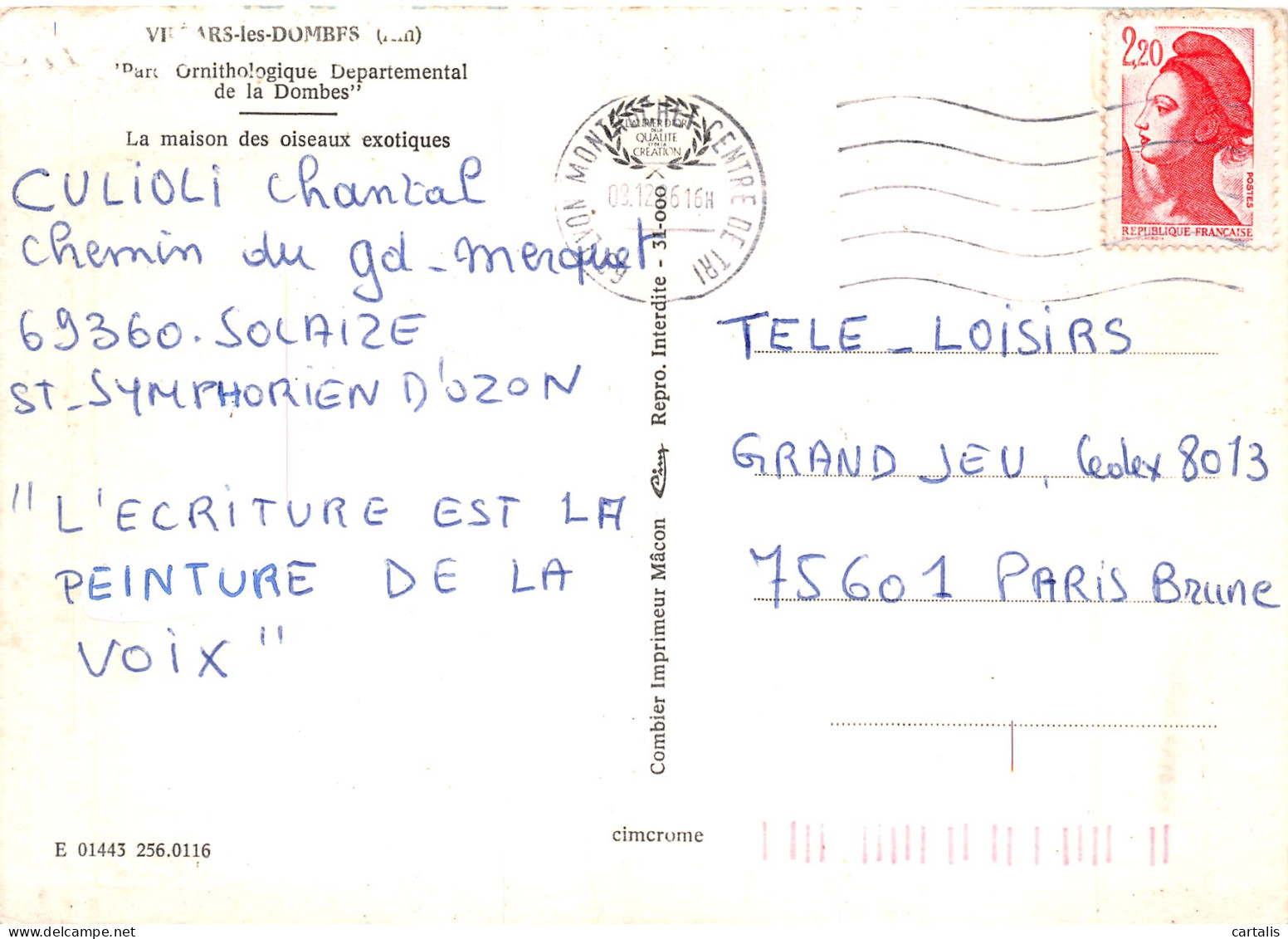 01-VILLARS LES DOMBES-N°4182-C/0299 - Villars-les-Dombes