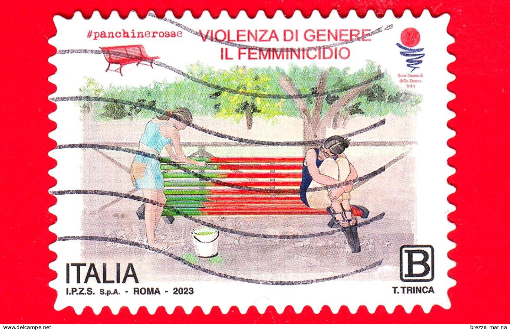 ITALIA - Usato - 2023 - Panchine Rosse, La Violenza Di Genere – Il Femminicidio - B - 2021-...: Afgestempeld