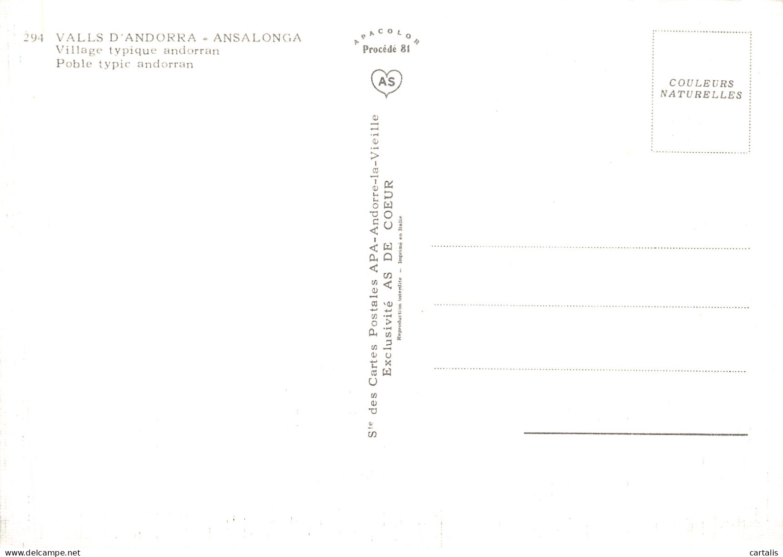 ET-ANDORRE ANSALONGA-N°4184-C/0101 - Andorre