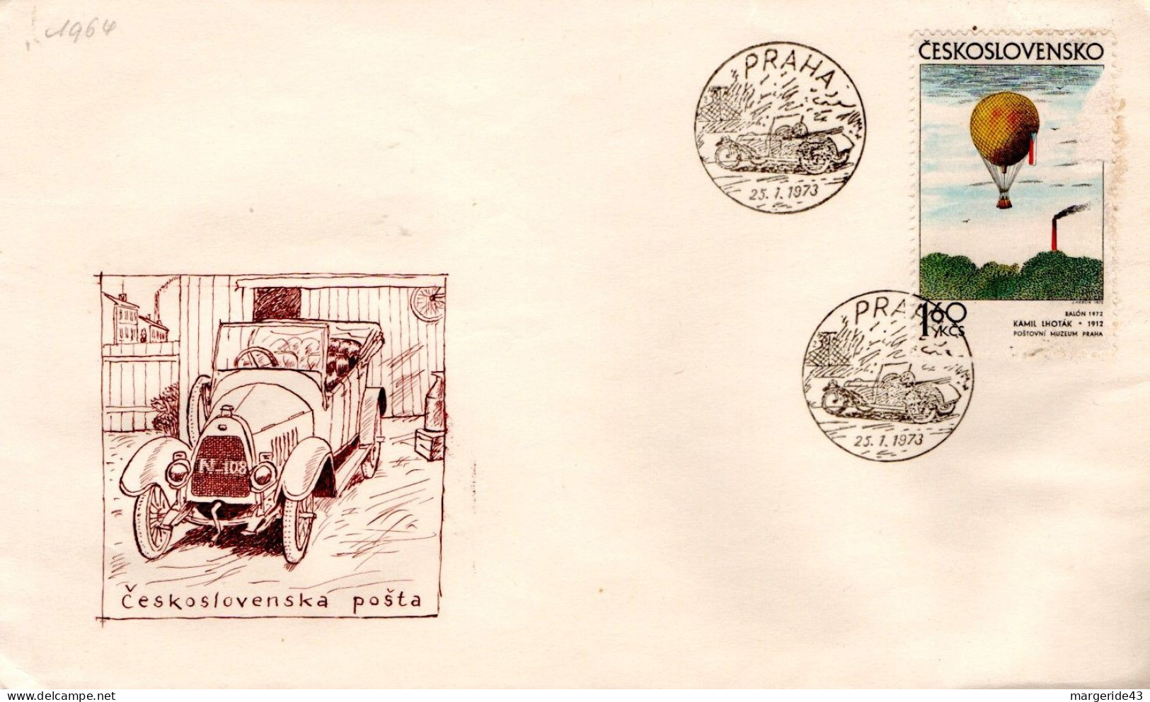 TCHECOSLOVAQUIE FDC 1973 MONTGOLFIERE - FDC