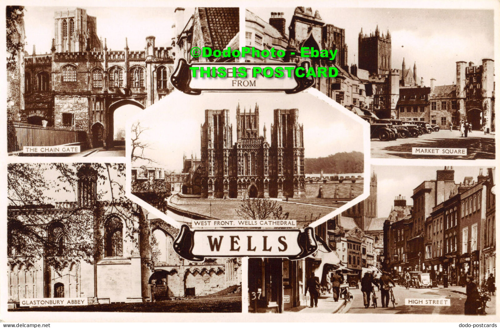 R355408 Greetings From Wells. West Front. Wells Cathedral. The Chain Gate. Excel - World