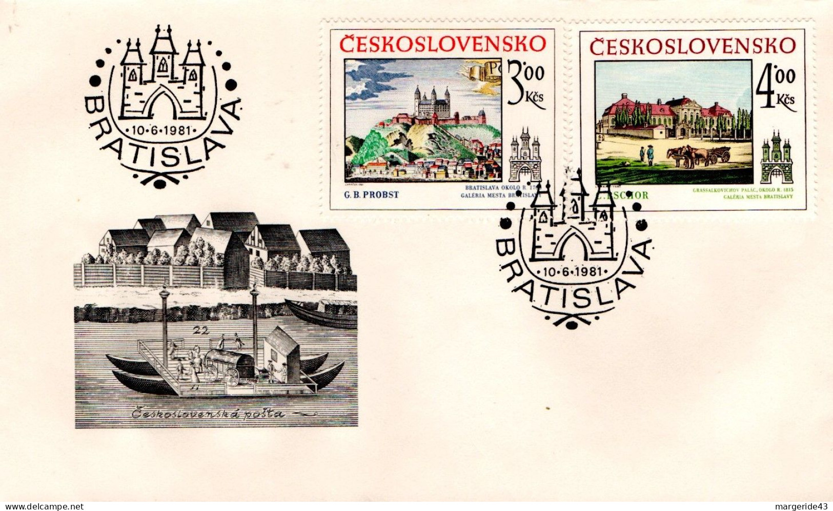 TCHECOSLOVAQUIE FDC 1981 PEINTURES DE LA GALERIA MESTA - FDC