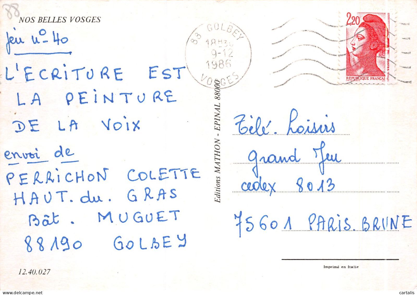 88-LES VOSGES-N°4185-A/0169 - Other & Unclassified