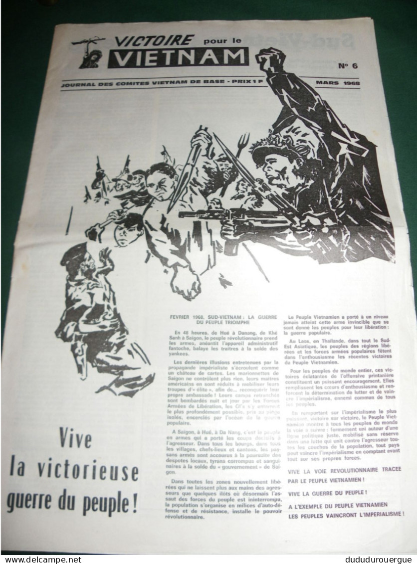 GUERRE DU VIETNAM : " VICTOIRE POUR LE VIETNAM " JOURNAL DES COMITES VIETNAM DE BASE , LE N ° 6 DE MARS 1968 - 1950 - Heute