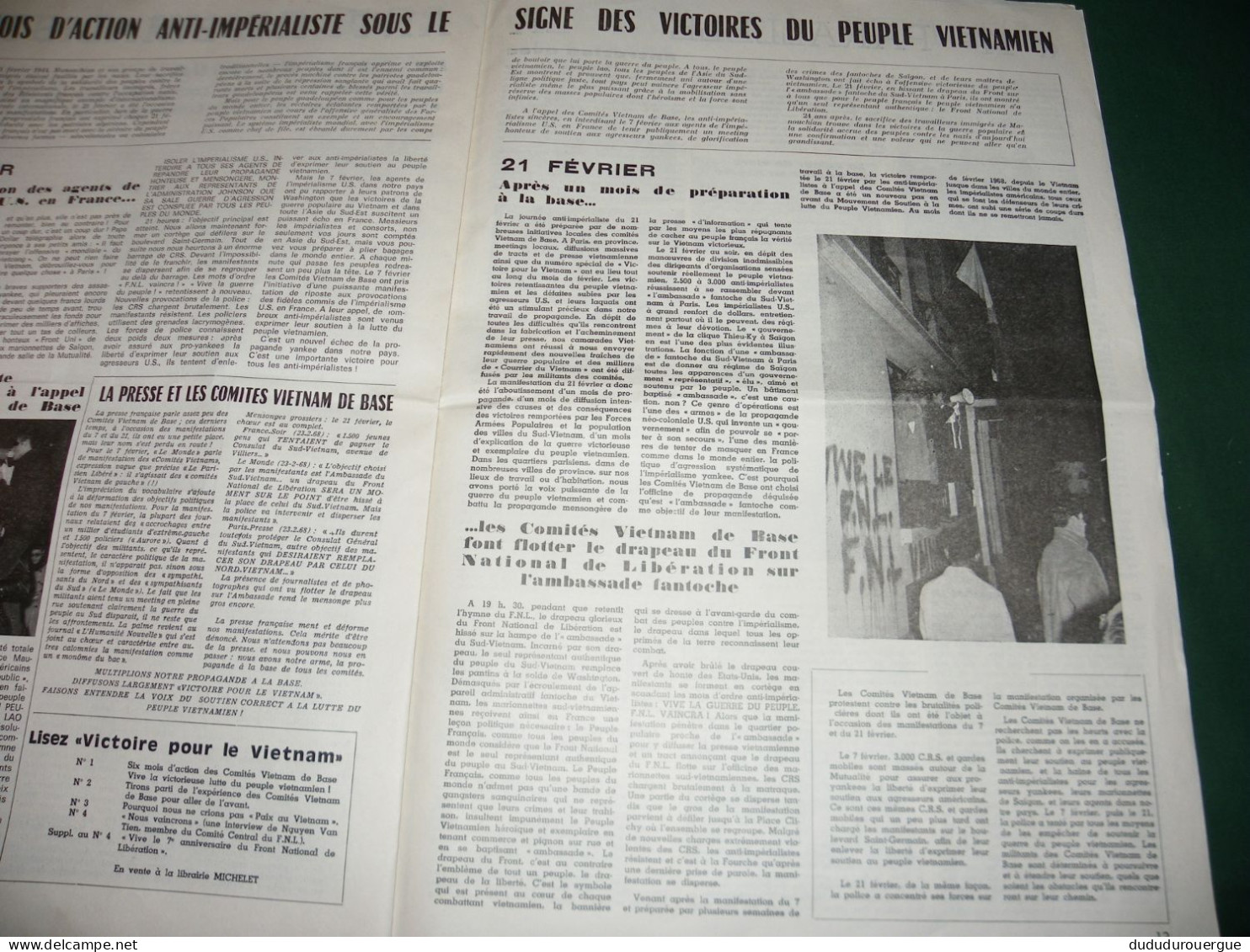 GUERRE DU VIETNAM : " VICTOIRE POUR LE VIETNAM " JOURNAL DES COMITES VIETNAM DE BASE , LE N ° 6 DE MARS 1968