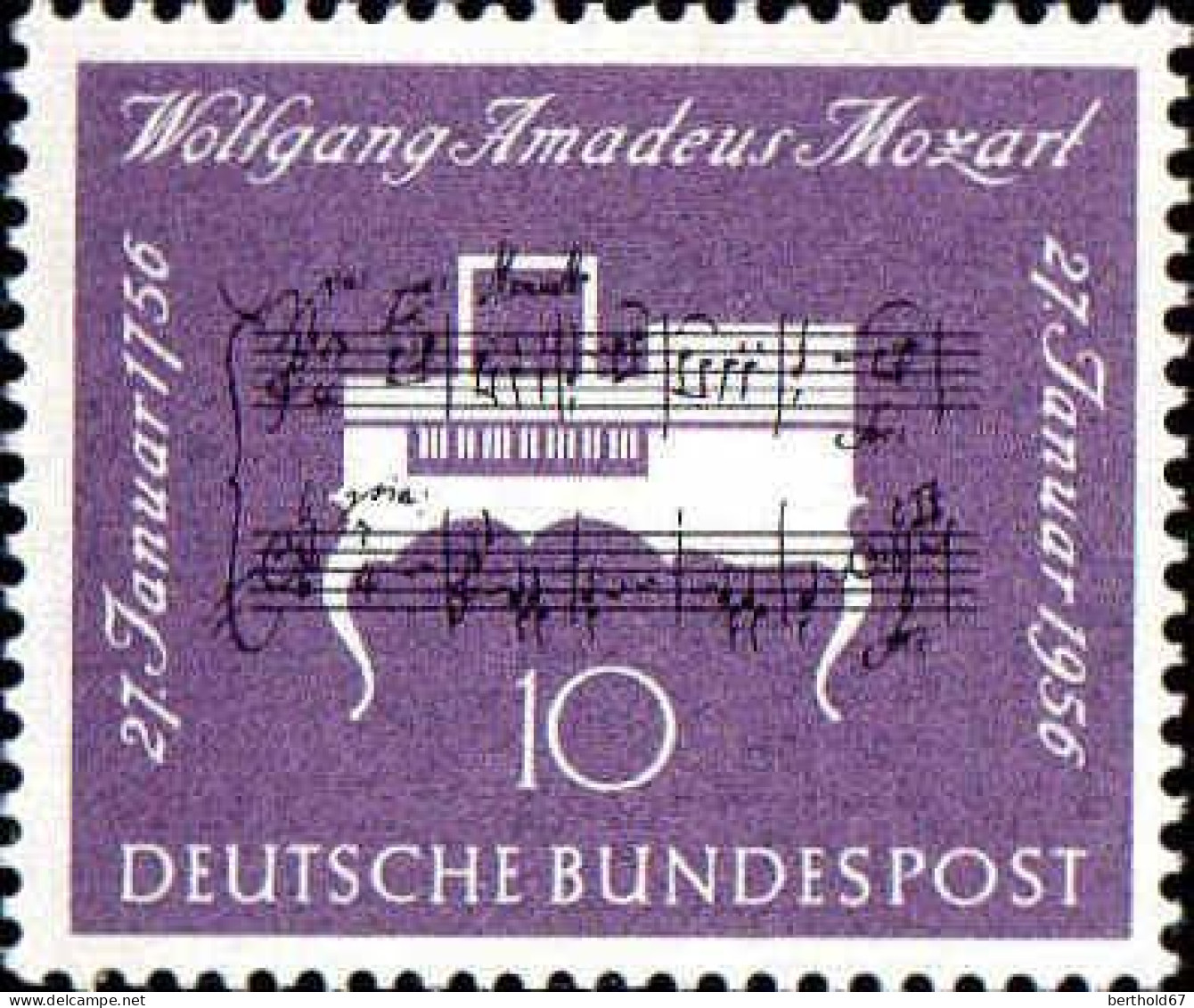 RFA Poste N** Yv: 105 Mi:228 Wolfgang Amadeus Mozart (Thème) - Music