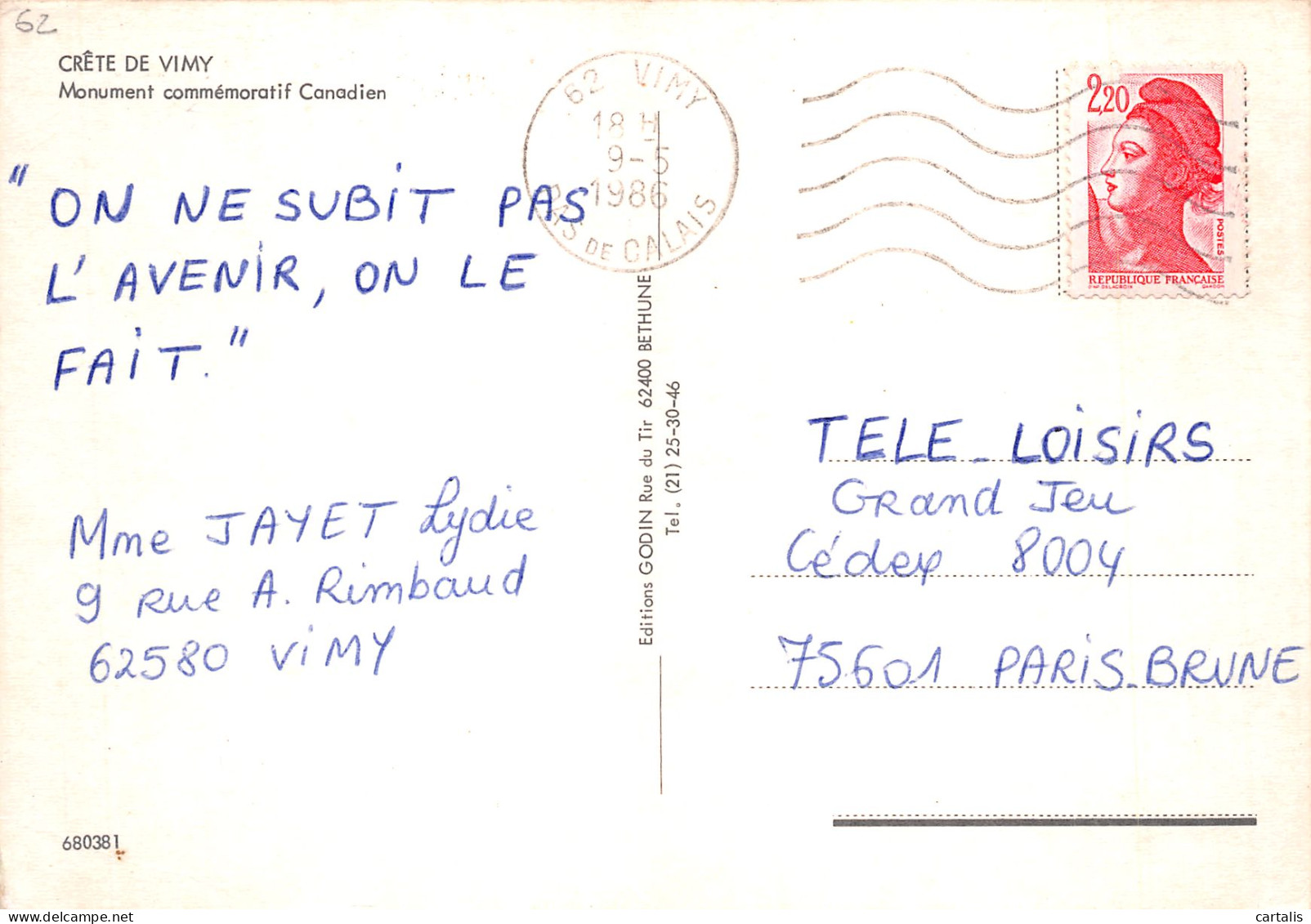 62-VIMY-N°4185-C/0307 - Other & Unclassified