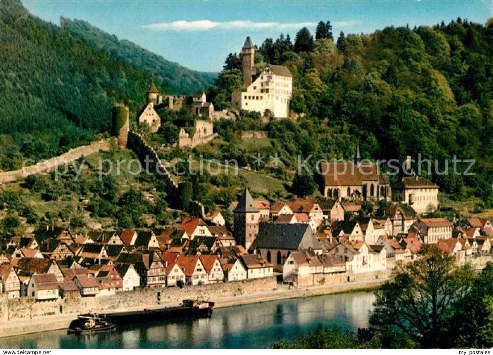 72793616 Hirschhorn Neckar Blick Ueber Den Fluss Zur Burg Hirschhorn (Neckar) - Autres & Non Classés