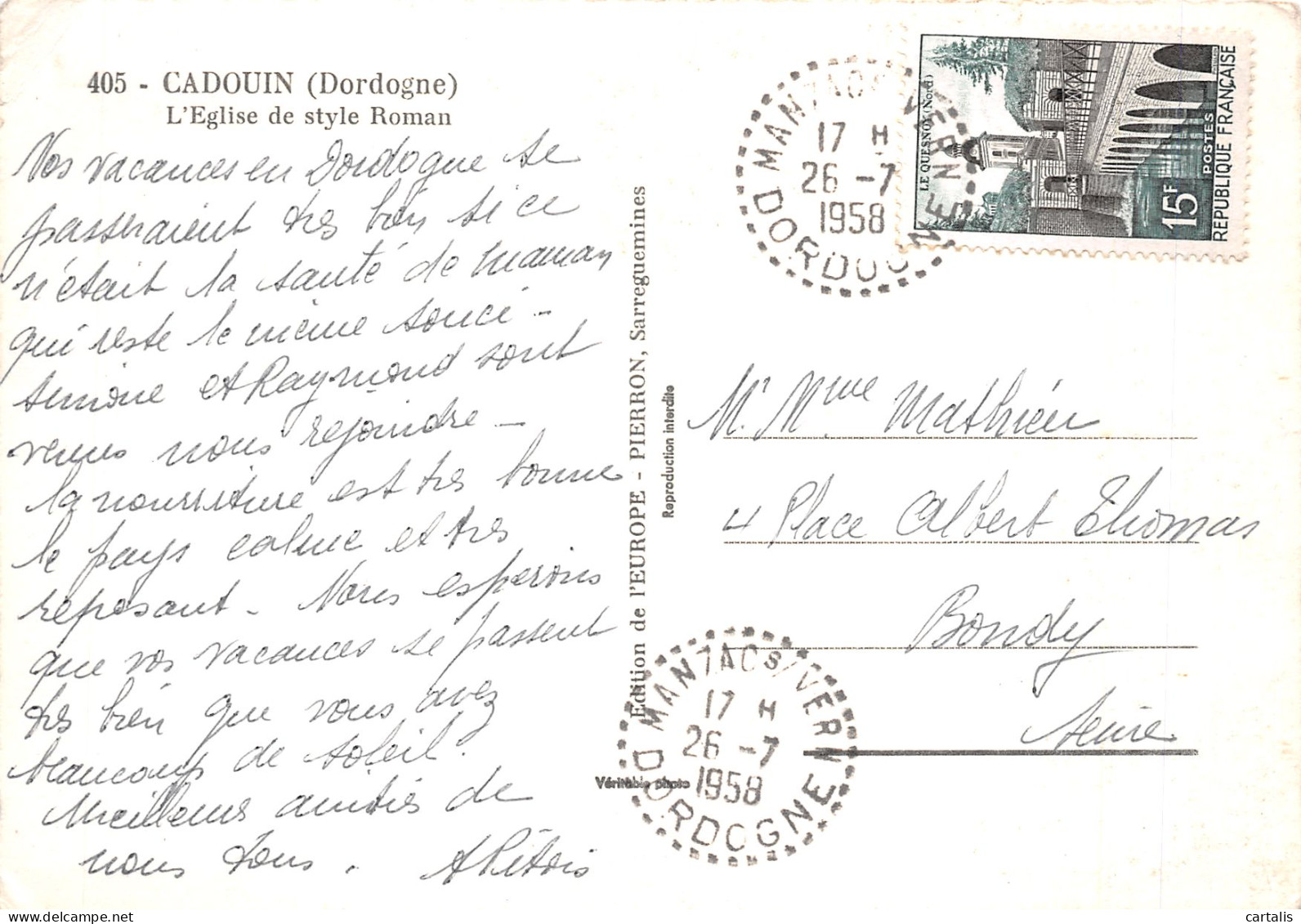 24-CADOUIN-N°4186-A/0207 - Other & Unclassified