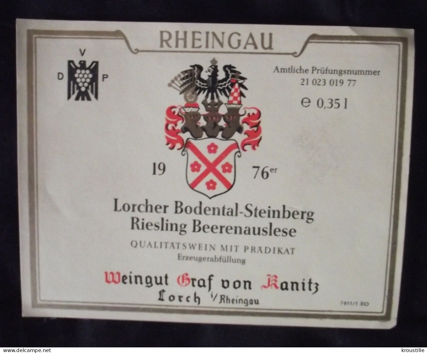RHEINGÄU 1976 : ETIQUETTE ANCIENNE RIESLING - ALLEMAGNE - NEUVE - Other & Unclassified
