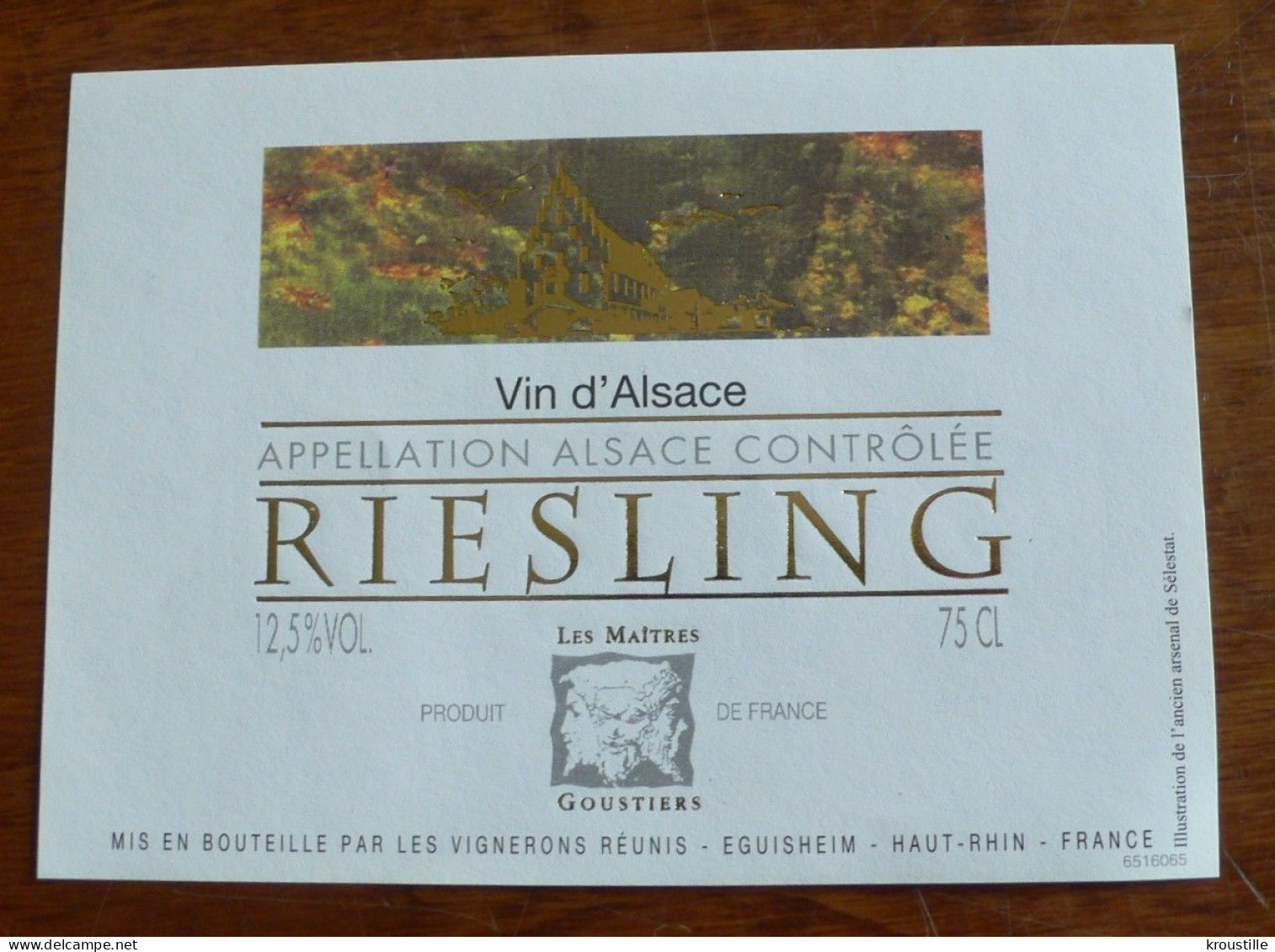 RIESLING - VIN D'ALSACE LES MAITRES GOUSTIERS - ETIQUETTE NEUVE - Riesling