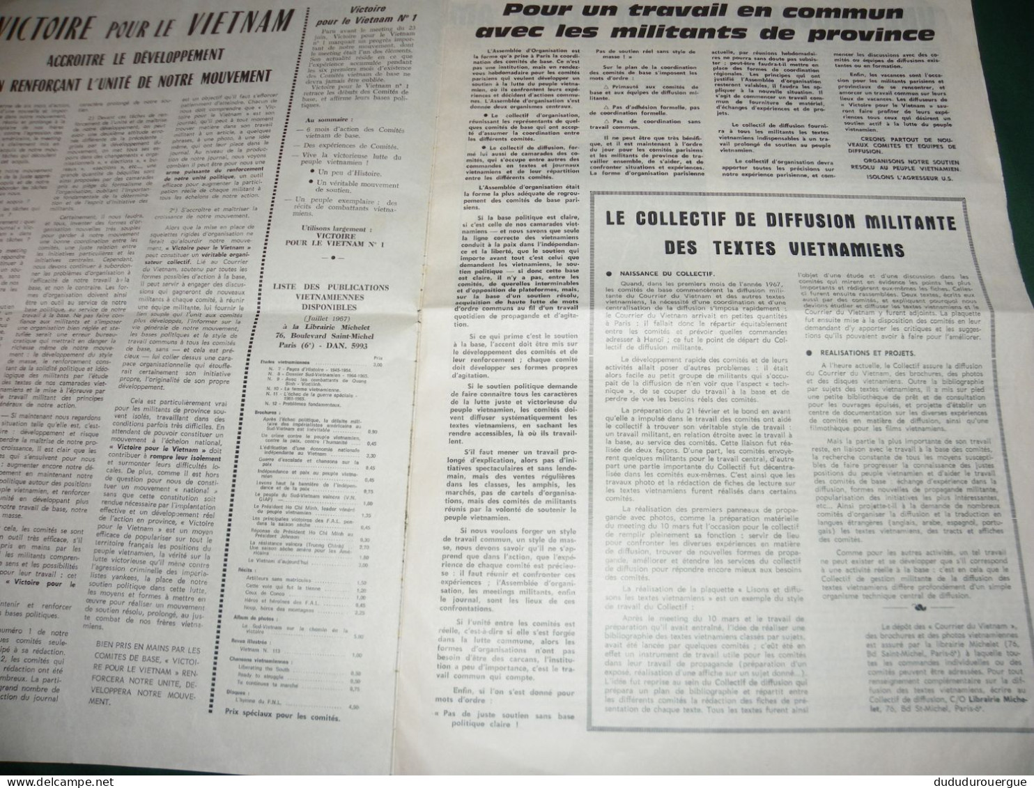 GUERRE DU VIETNAM : " VICTOIRE POUR LE VIETNAM " JOURNAL DES COMITES VIETNAM DE BASE , LE N ° 2 DE JUILLET / AOUT 1967 - 1950 - Heute