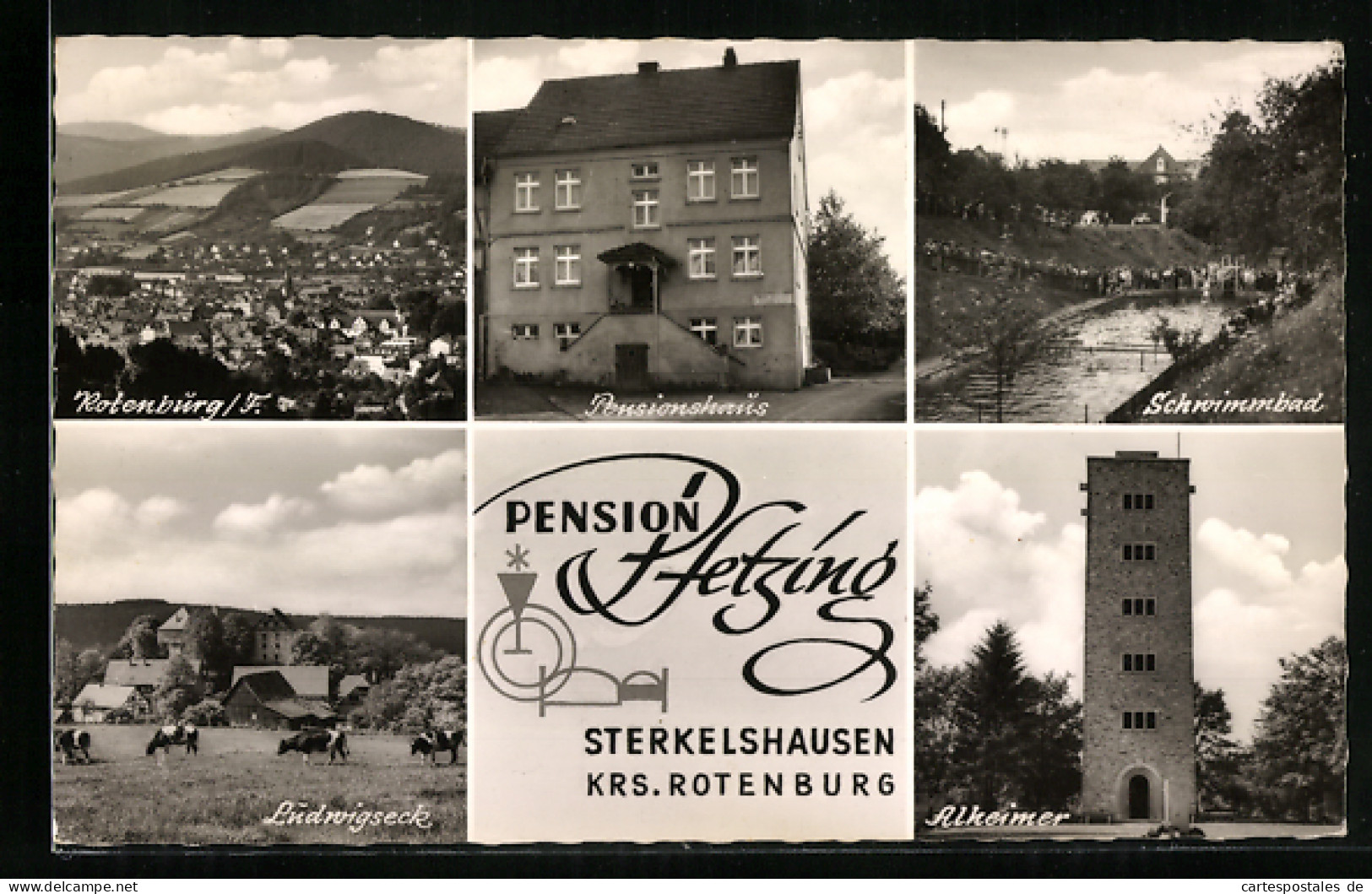 AK Sterkelshausen Bei Rotenburg, Generalansicht, Ludwigseck, Schwimmbad, Alheimer, Pension Hetzing  - Rotenburg