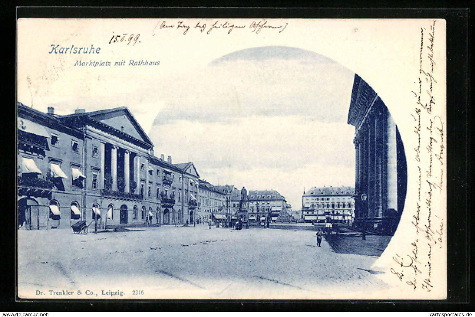 AK Karlsruhe, Rathaus Am Marktplatz  - Karlsruhe