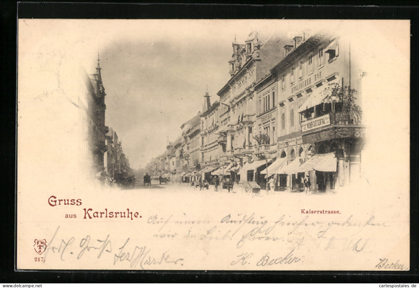 AK Karlsruhe I. B., Blick In Die Kaiserstrasse  - Karlsruhe