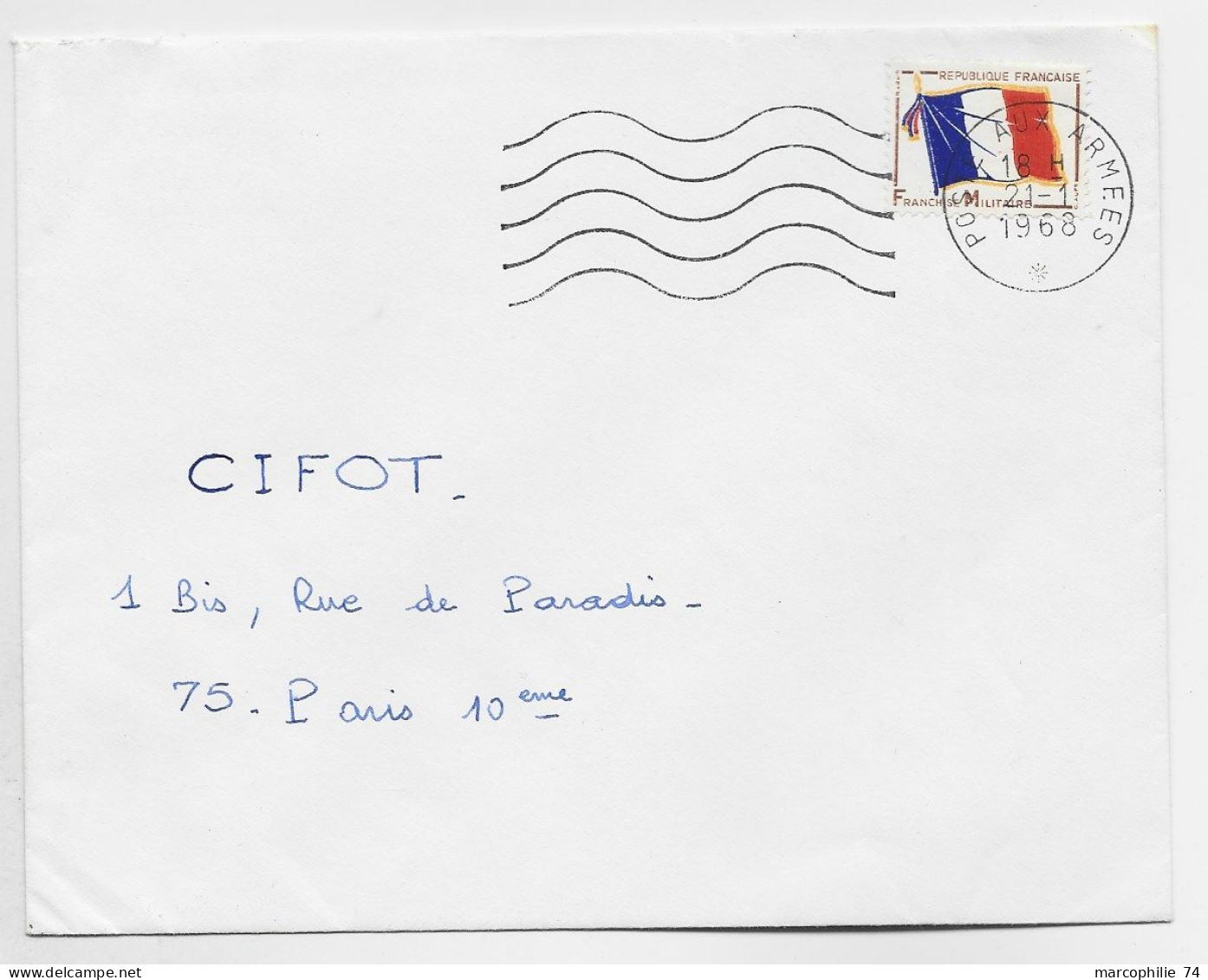 FM DRAPEAUX LETTRE MEC SECAP POSTE AUX ARMEES 21.1.1968* +VERSO SP 69625A - Military Postage Stamps