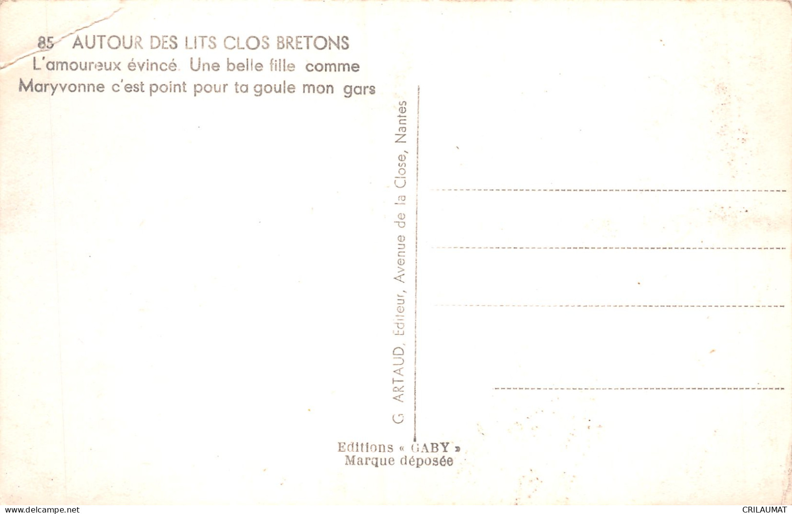 29-BRETAGNE FOLKLORE LITS CLOS-N°LP5133-G/0333 - Other & Unclassified