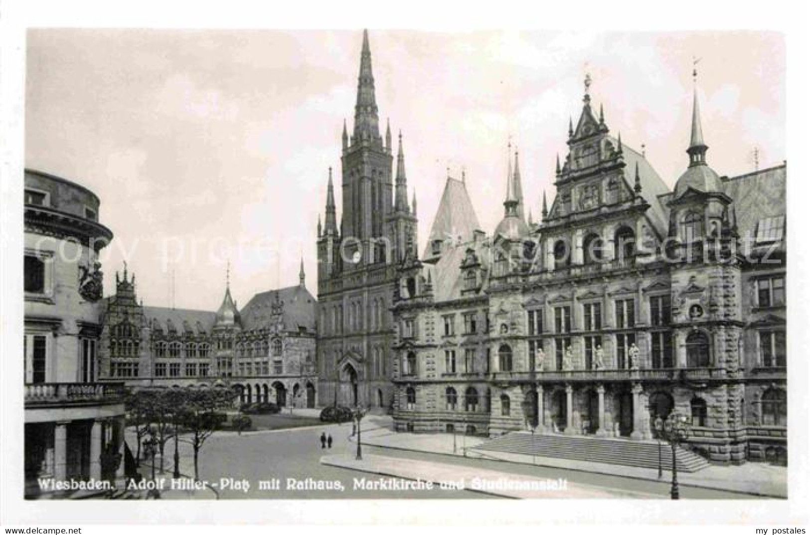 72792460 Wiesbaden A.H. Platz Rathaus Marktkirche Studienanstalt  Wiesbaden - Wiesbaden