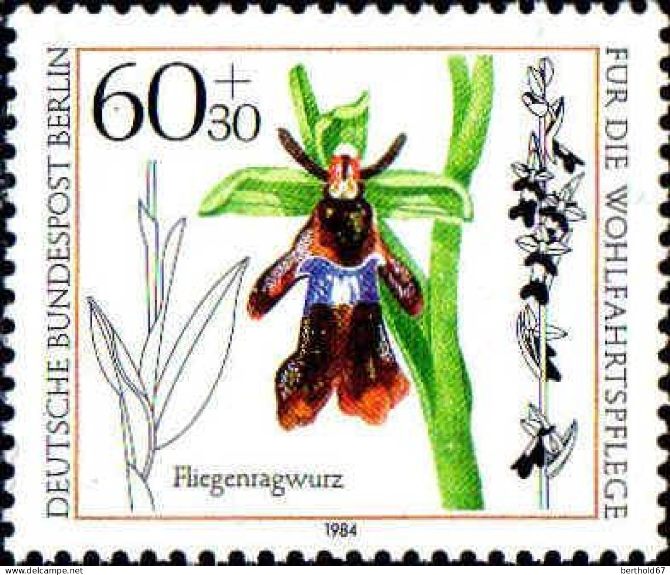Berlin Poste N** Yv:685/688 Bienfaisance Orchidées (Thème) - Orquideas