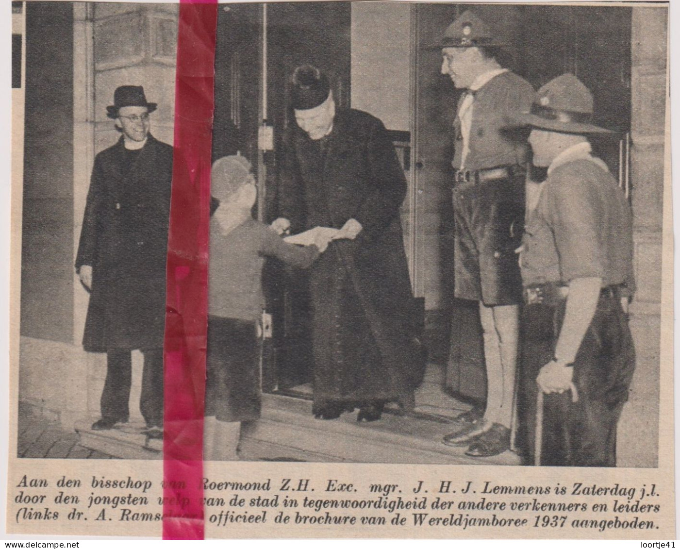 Roermond - Bisschop Mgr Lemmens & De Scouts - Orig. Knipsel Coupure Tijdschrift Magazine - 1937 - Unclassified