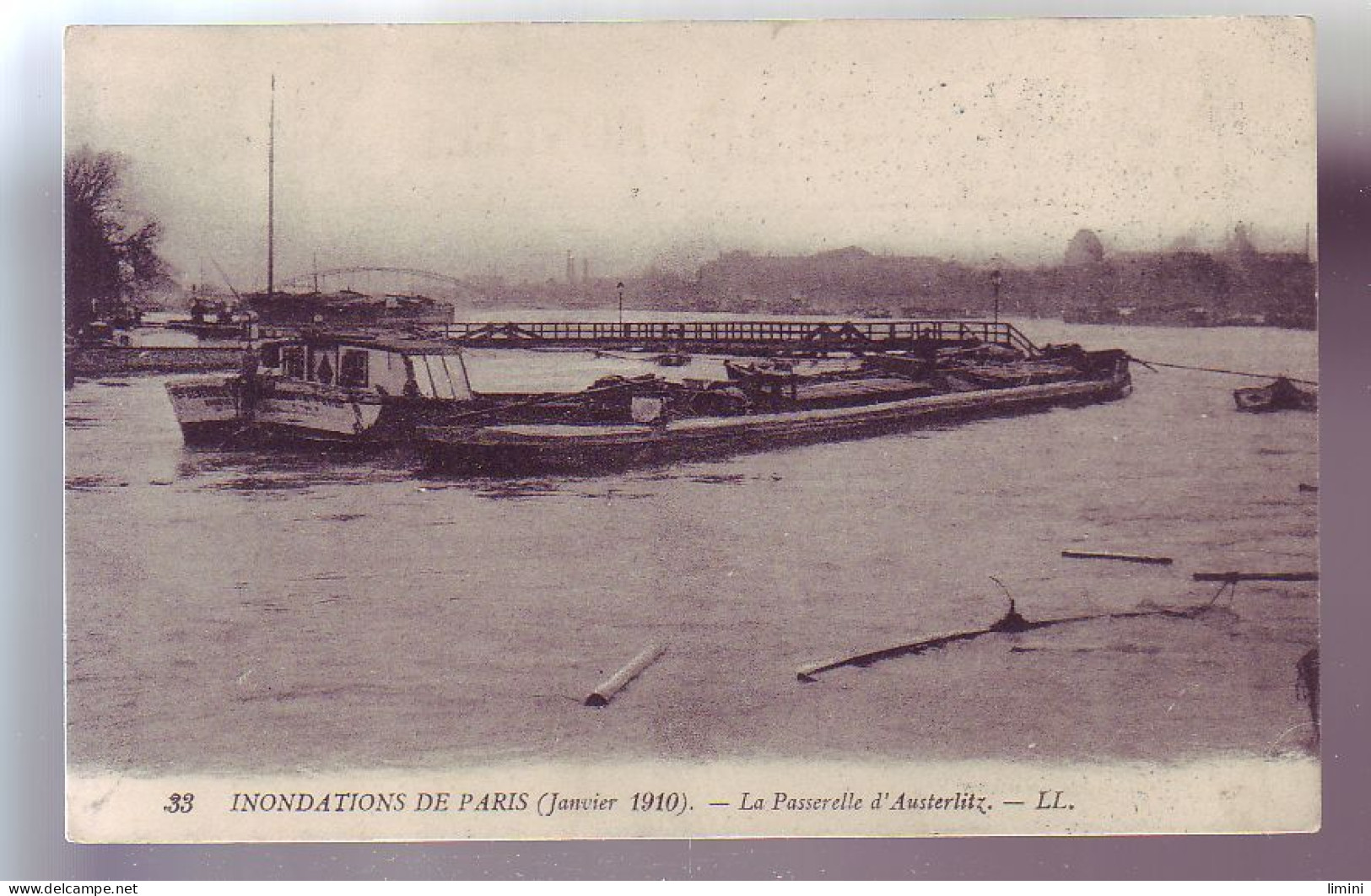 75 - PARIS -  INONDATION 1910 - PASSERELLE D'AUSTERLITZ -  - Paris Flood, 1910