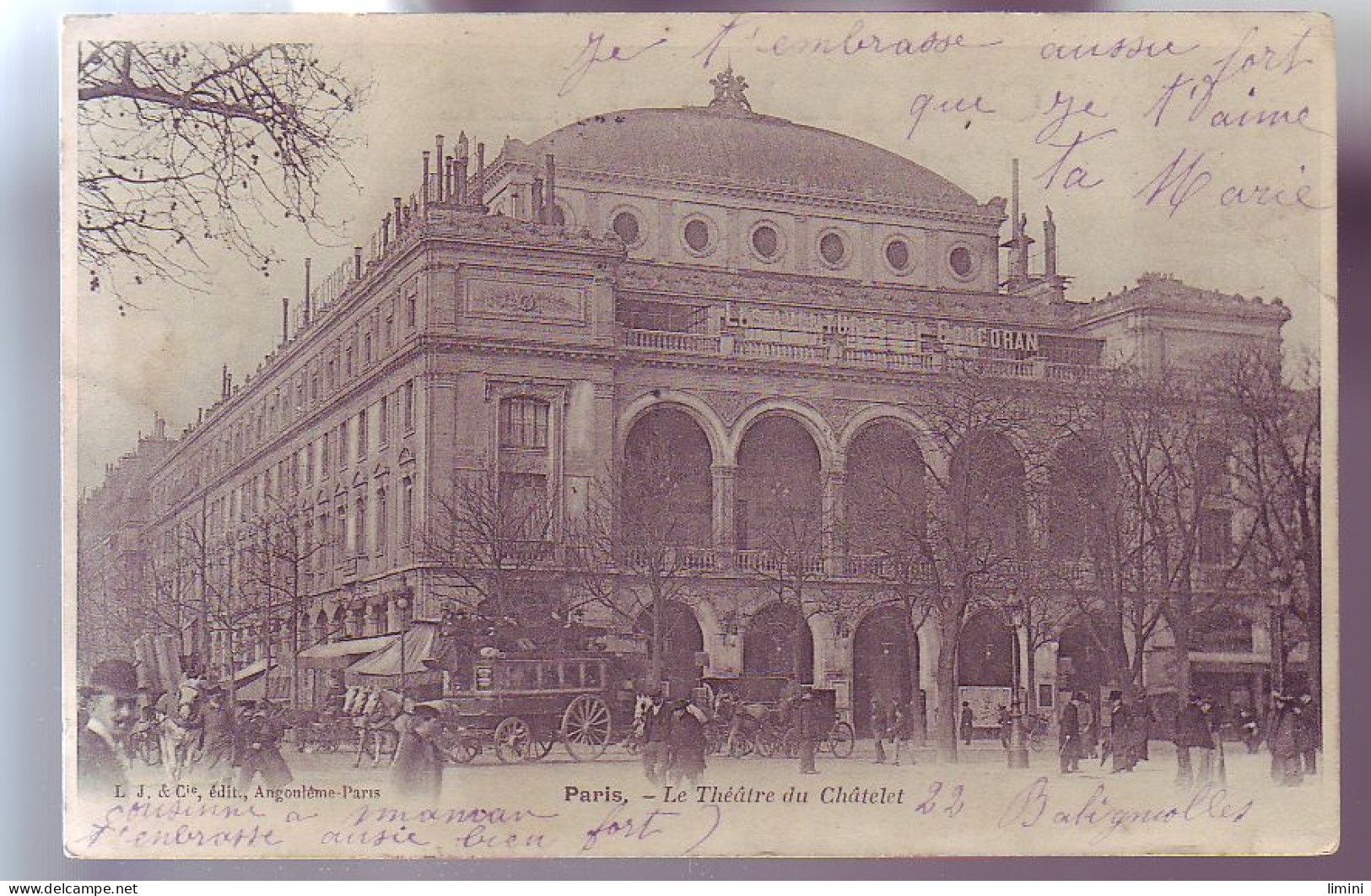 75 - PARIS - THEATRE DU CHATELET - ATTELAGE - ANIMÉE - - Andere Monumenten, Gebouwen