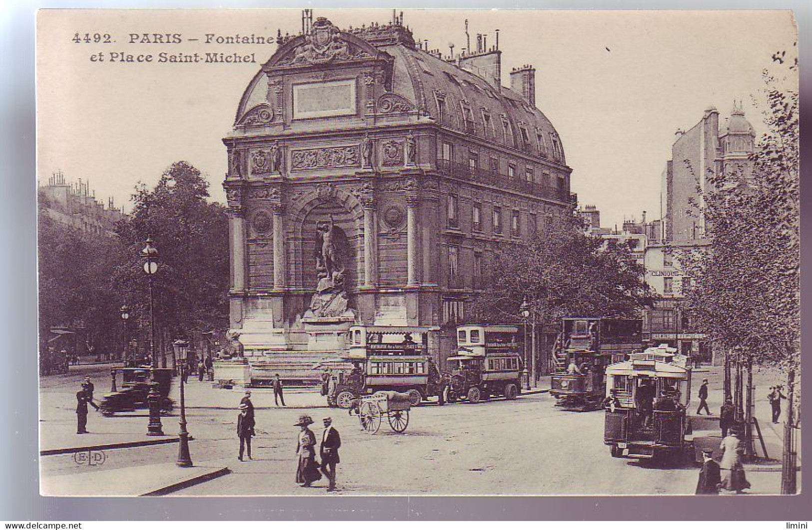 75 - PARIS - PLACE SAINT-MICHEL - TRAMWAYS - AUTOBUS - ANIMÉE - - Arrondissement: 06