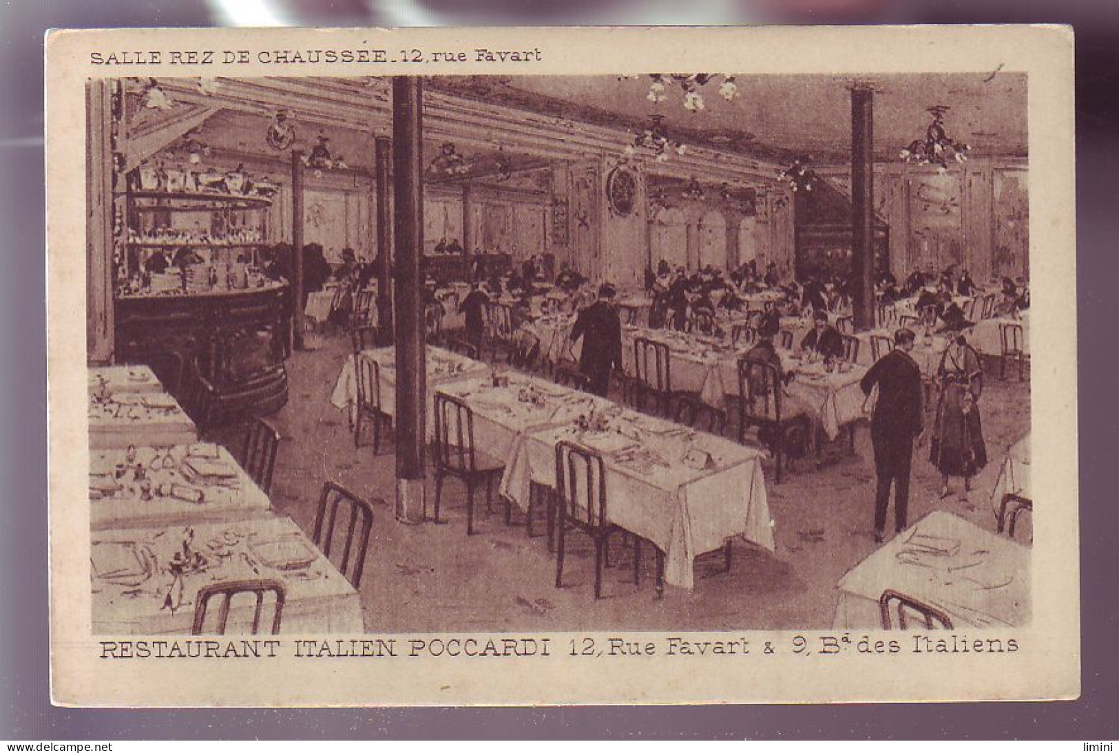 75 - PARIS - RESTAURANT ITALIEN POCCCARDI - BOULEVARD Des ITALIENS - CARTE ILLUSTRÉE - ANIMÉE - - Cafés, Hôtels, Restaurants