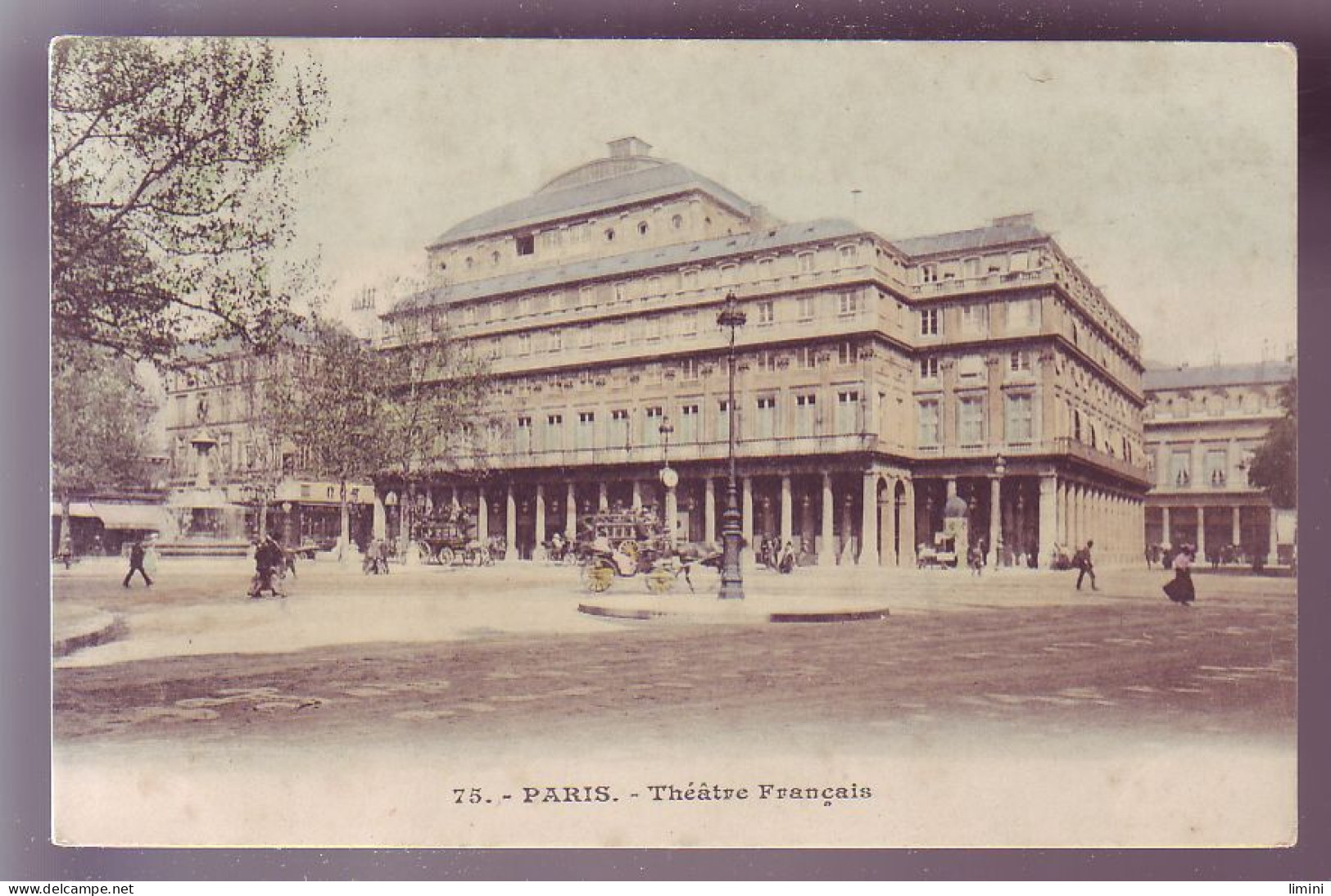 75 - PARIS - THEATRE FRANCAIS - ATTELAGE - COLORISÉE - - Altri Monumenti, Edifici