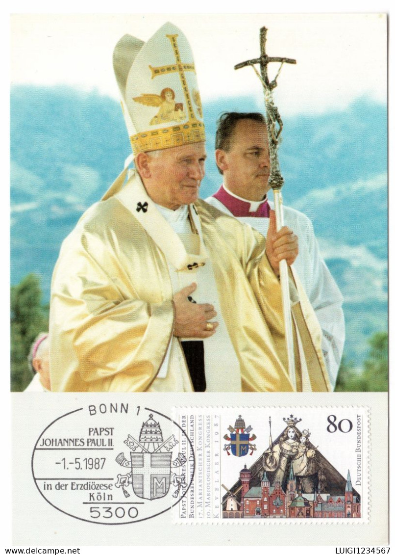 PAPA GIOVANNI PAOLO II DURANTE IL SUO VIAGGIO DEL 1987 IN GERMANIA - Papes